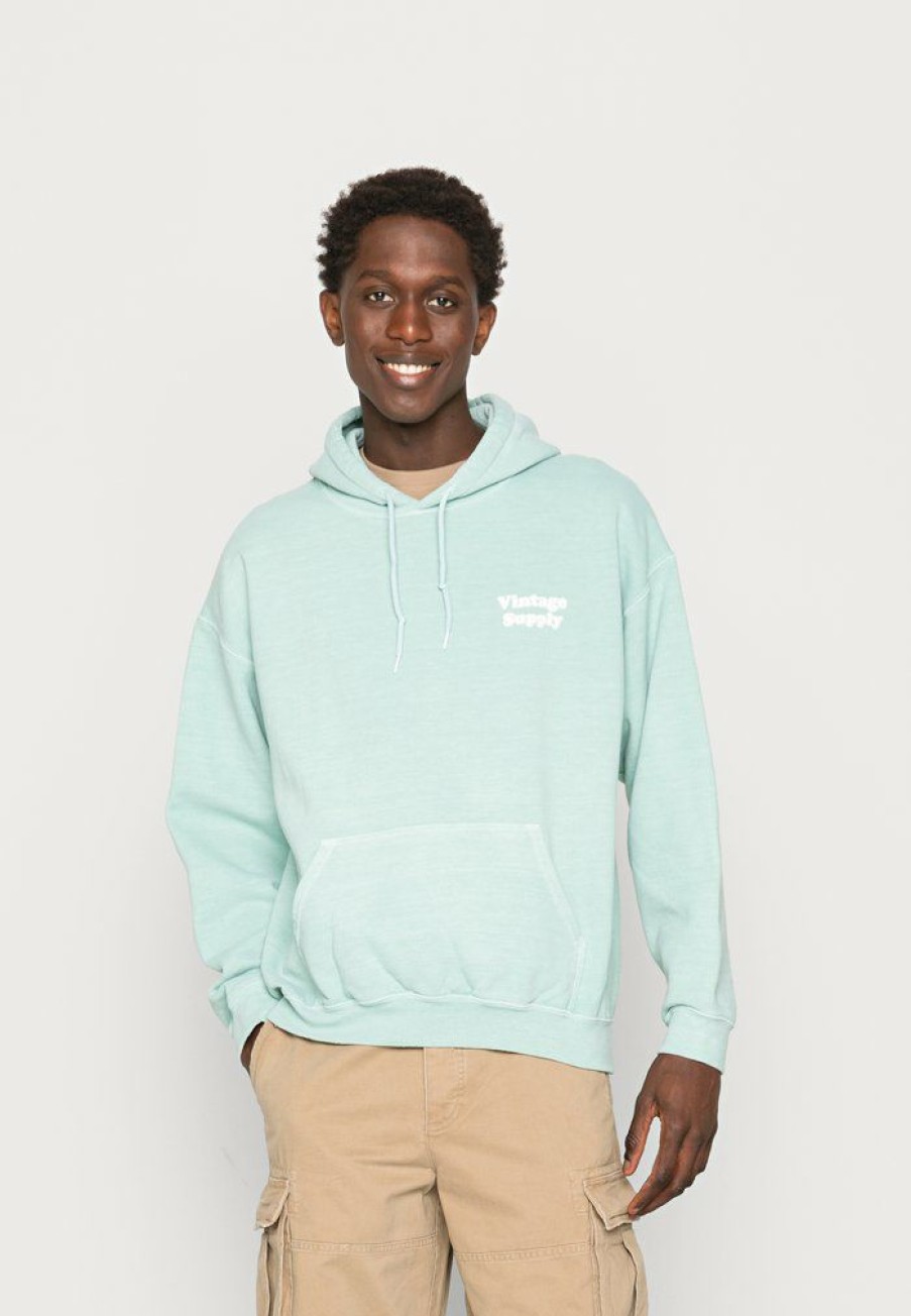 Clothing Vintage Supply | Overdyed Sea Foam Hoodie With Vintage Supply Core Chest Sweatshirt Od Sea Foam