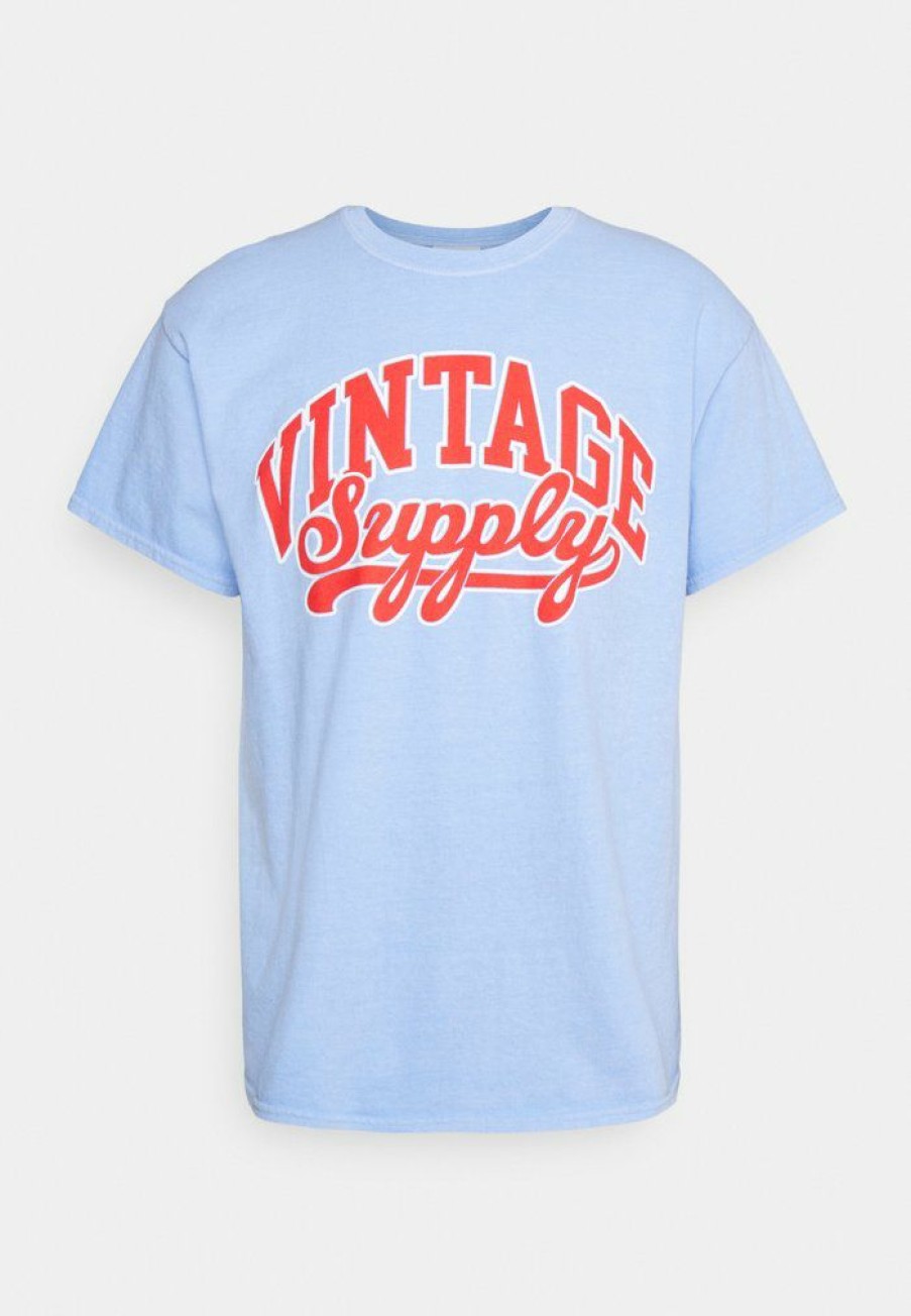 Clothing Vintage Supply | Vintage Supply Varsity Graphic Unisex Print T-Shirt Blue