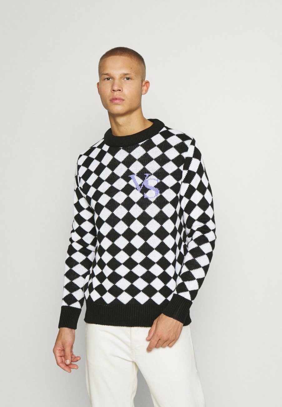 Clothing Vintage Supply | Vintage Supply Diamond Jumper Unisex Jumper Black/White