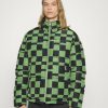 Clothing Vintage Supply | Vintage Supply Funnel Neck Jacket In Optic Checkerboard Unisex Winter Jacket Green/Black