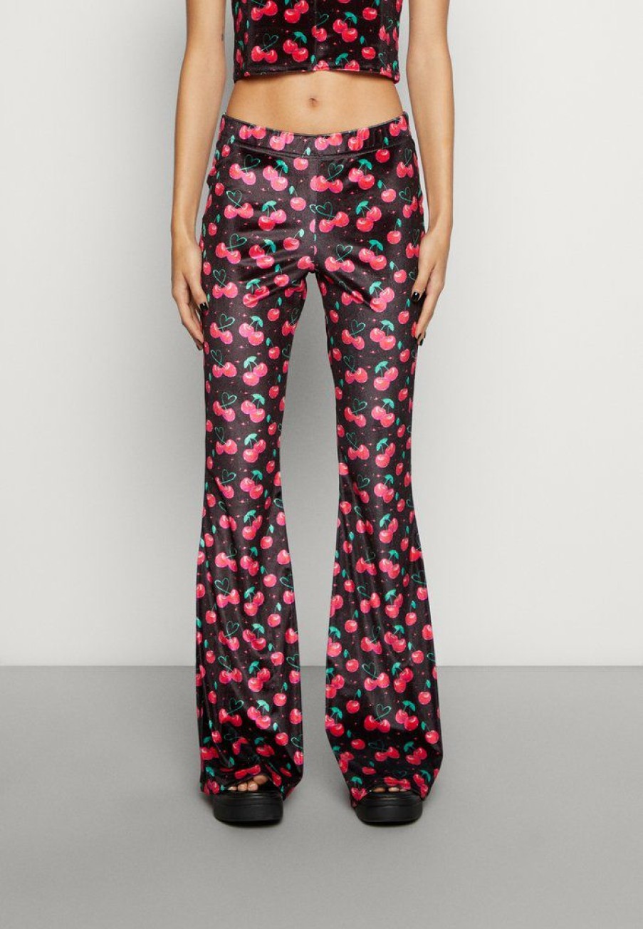 Clothing Vintage Supply | Vintage Supply Stretch Flare In Cherries Print Trousers Multi