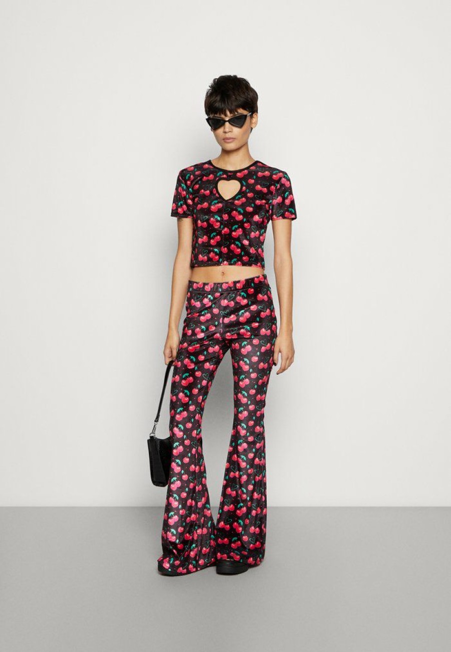 Clothing Vintage Supply | Vintage Supply Stretch Flare In Cherries Print Trousers Multi