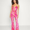 Clothing Vintage Supply | Vintage Supply Halter Cut Out Detail Strawberry Jumpsuit Pink