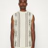 Clothing Vintage Supply | Vintage Supply Argyle Knitted Vest Jumper Ecru