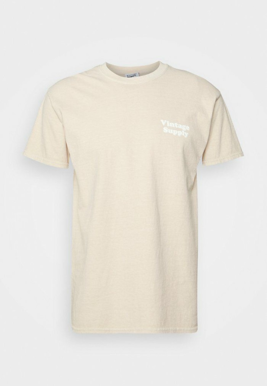 Clothing Vintage Supply | Vintage Supply Overdyed With Core Chest Logo Print Unisex Basic T-Shirt Honey Peach