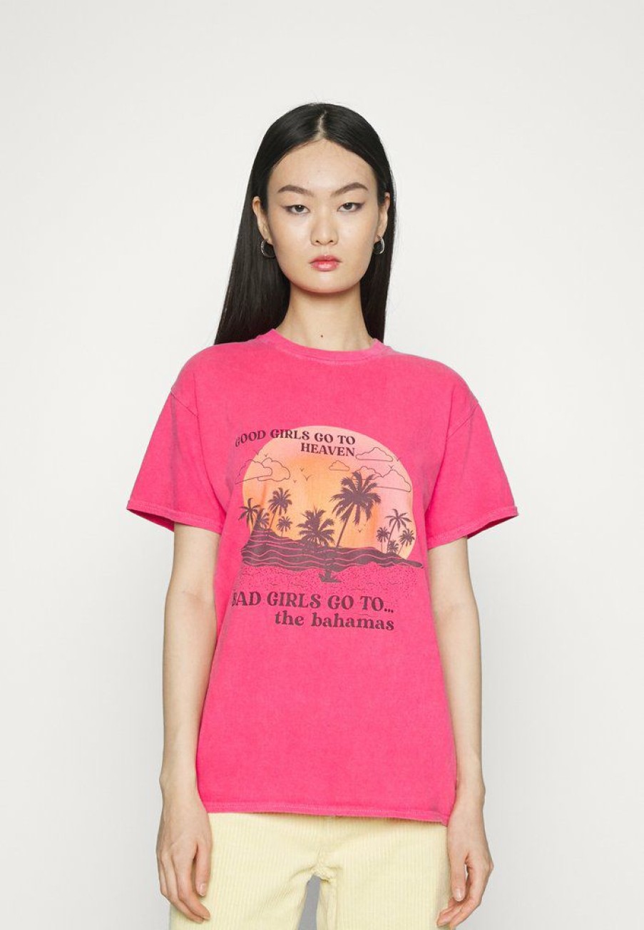 Clothing Vintage Supply | Vintage Supply Regular With Bahamas Graphic Print T-Shirt Pink