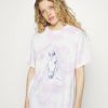 Clothing Vintage Supply | Vintage Supply Oversized Tie Dye With Mystic Horse Graphic T-Shirt Bra Light Pink