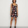 Clothing Vintage Supply | Vintage Supply Mini Dress In Badges Print Day Dress Black