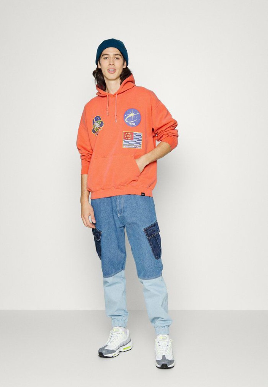 Clothing Vintage Supply | Vintage Supply Space Patches Hoodie Sweatshirt Orange