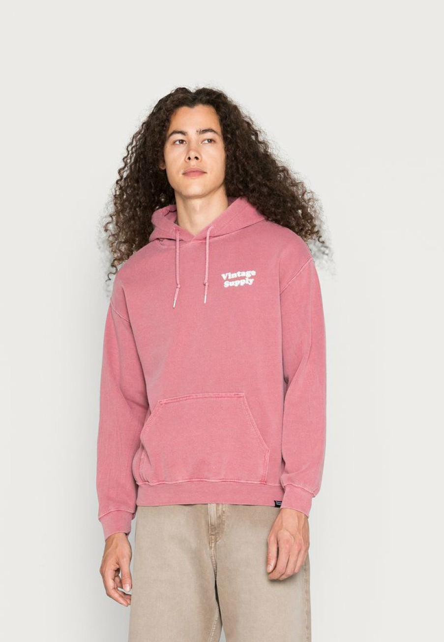 Clothing Vintage Supply | Vintage Supply Overdye Hoodie With Core Chest Logo Unisex Sweatshirt Rust Pink