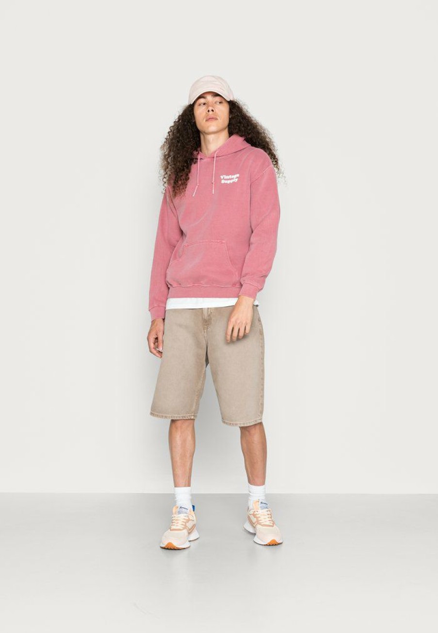 Clothing Vintage Supply | Vintage Supply Overdye Hoodie With Core Chest Logo Unisex Sweatshirt Rust Pink