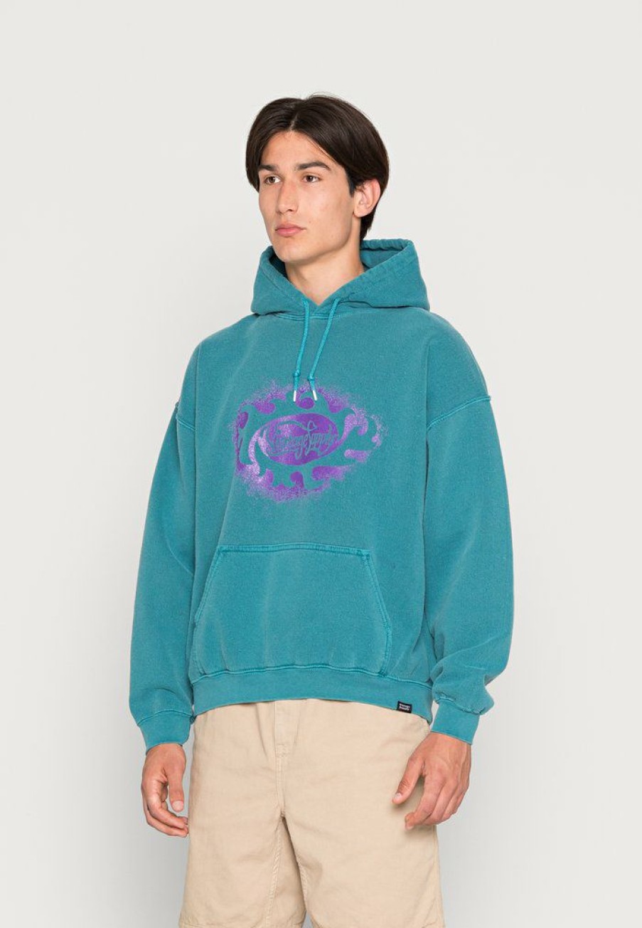 Clothing Vintage Supply | Vintage Supply Front Print Hoodie Sweatshirt Teal