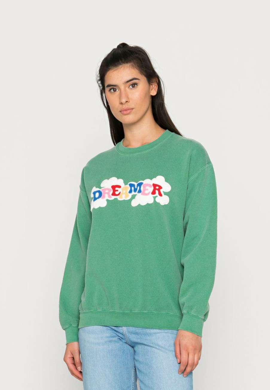 Clothing Vintage Supply | Vintage Supply Overdyed With Dreamer Patch Sweatshirt Green