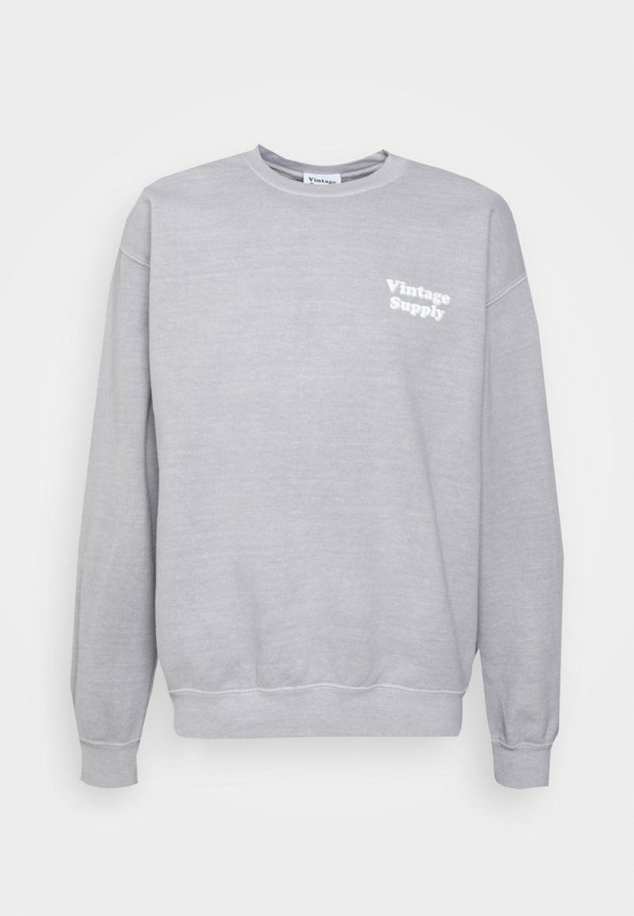 Clothing Vintage Supply | Vintage Supply Overdyed With Printed Core Unisex Sweatshirt Charcoal Grey