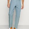 Clothing Vintage Supply | Vintage Supply Checkerboard Wide Leg Relaxed Fit Jeans Blue