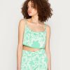 Clothing Vintage Supply | Vintage Supply Cami In Wavy Flower Intarsia Top Green/Off White