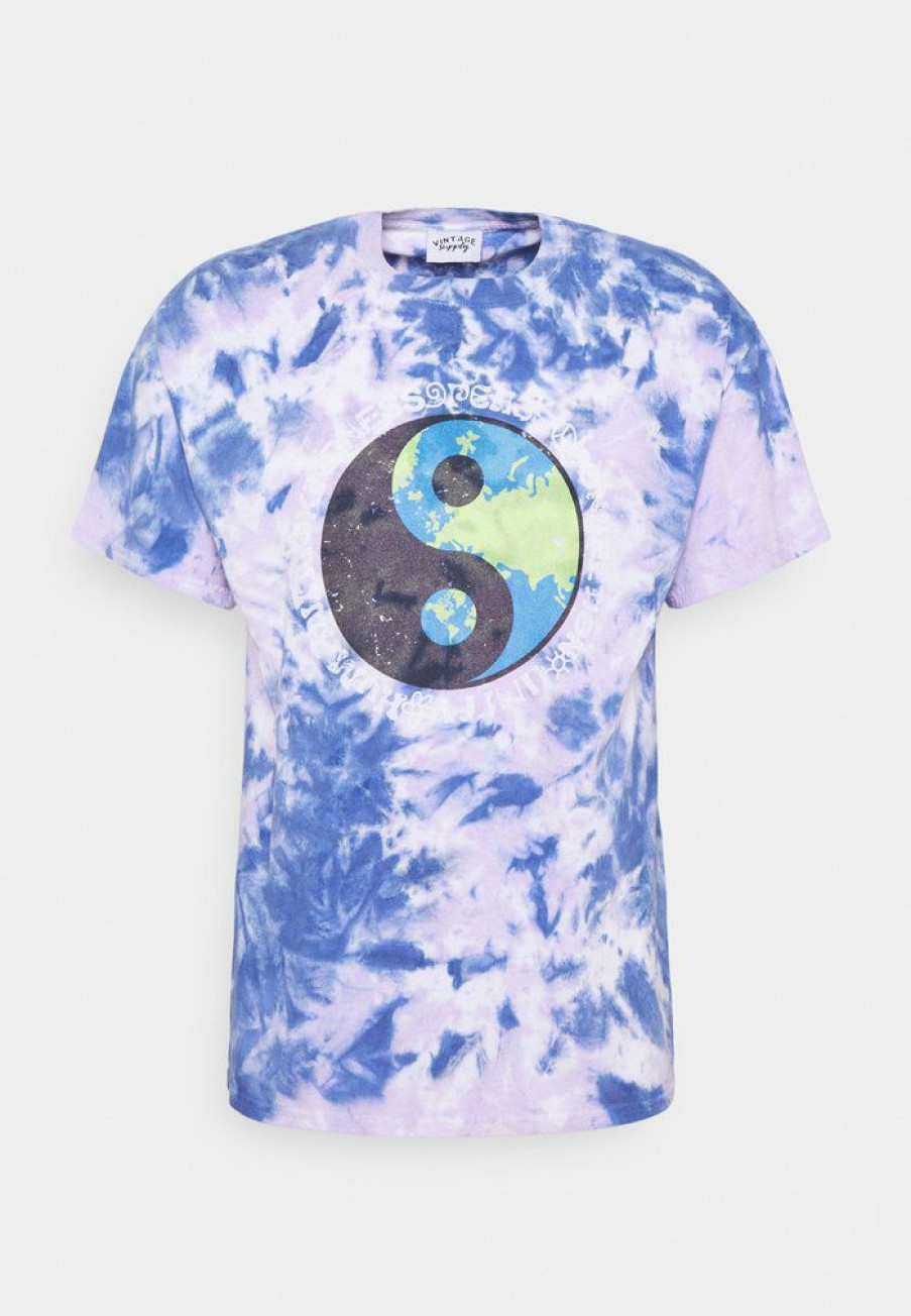 Clothing Vintage Supply | Vintage Supply Tie Dyed With Earth Graphic Unisex Print T-Shirt Purple