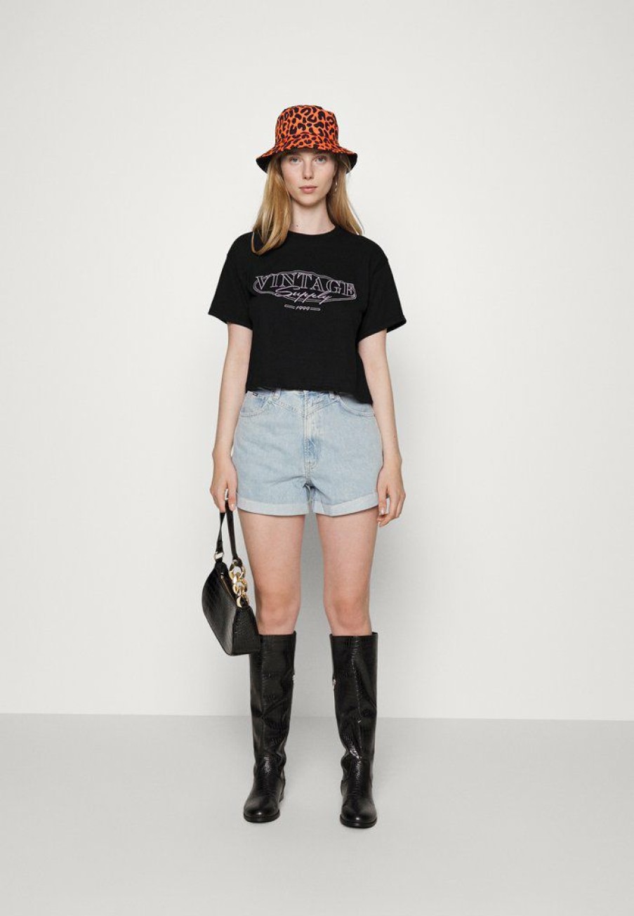 Clothing Vintage Supply | Croppedtee With Vintage Supply Originals Embroidery Print T-Shirt Black