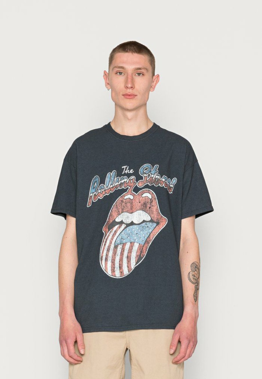 Clothing Vintage Supply | Vintage Supply The Rolling Stones Front Tee Print T-Shirt Charcoal Od