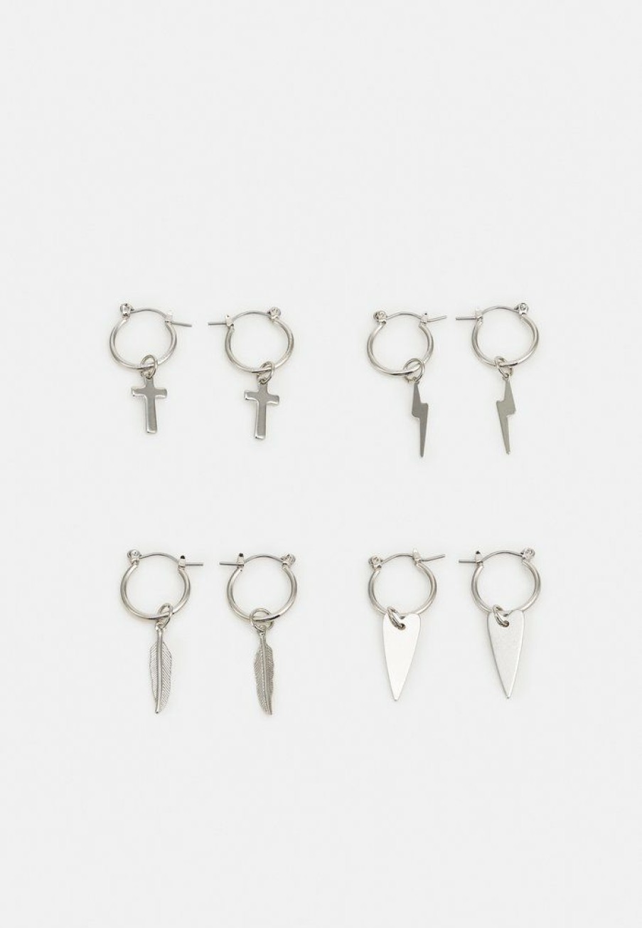 Accessoires Vintage Supply | Vintage Supply Earring Unisex 4 Pack Earrings Silver-Coloured