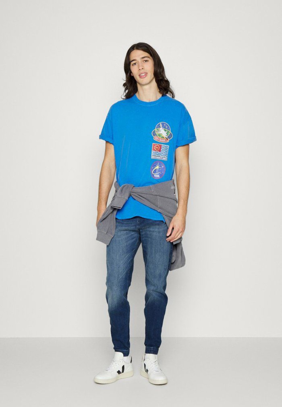 Clothing Vintage Supply | Vintage Supply Space Chest Patches Tee Print T-Shirt Royal Blue