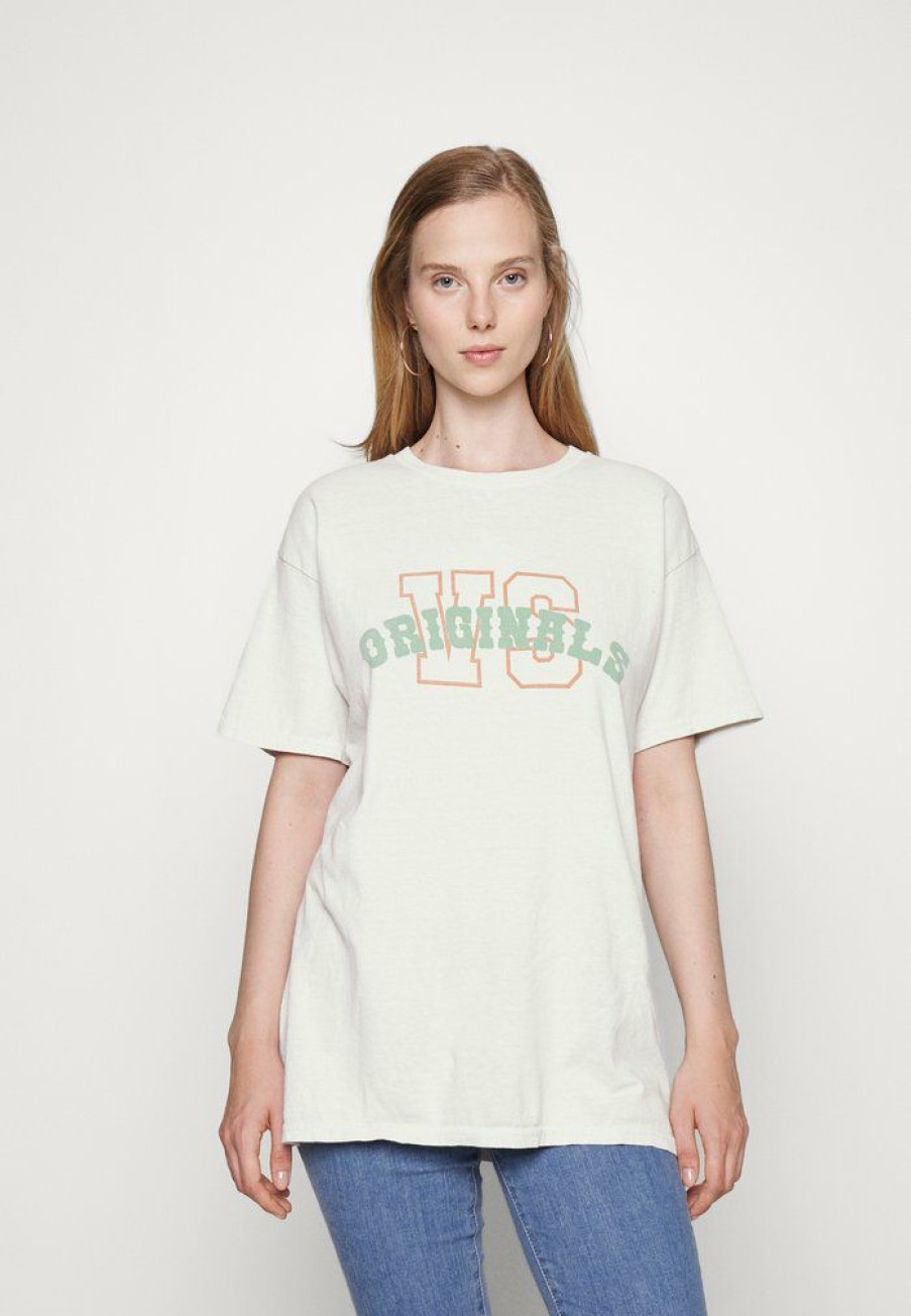 Clothing Vintage Supply | Vintage Supply Oversized Tee With Vs Originals Graphic Print T-Shirt White