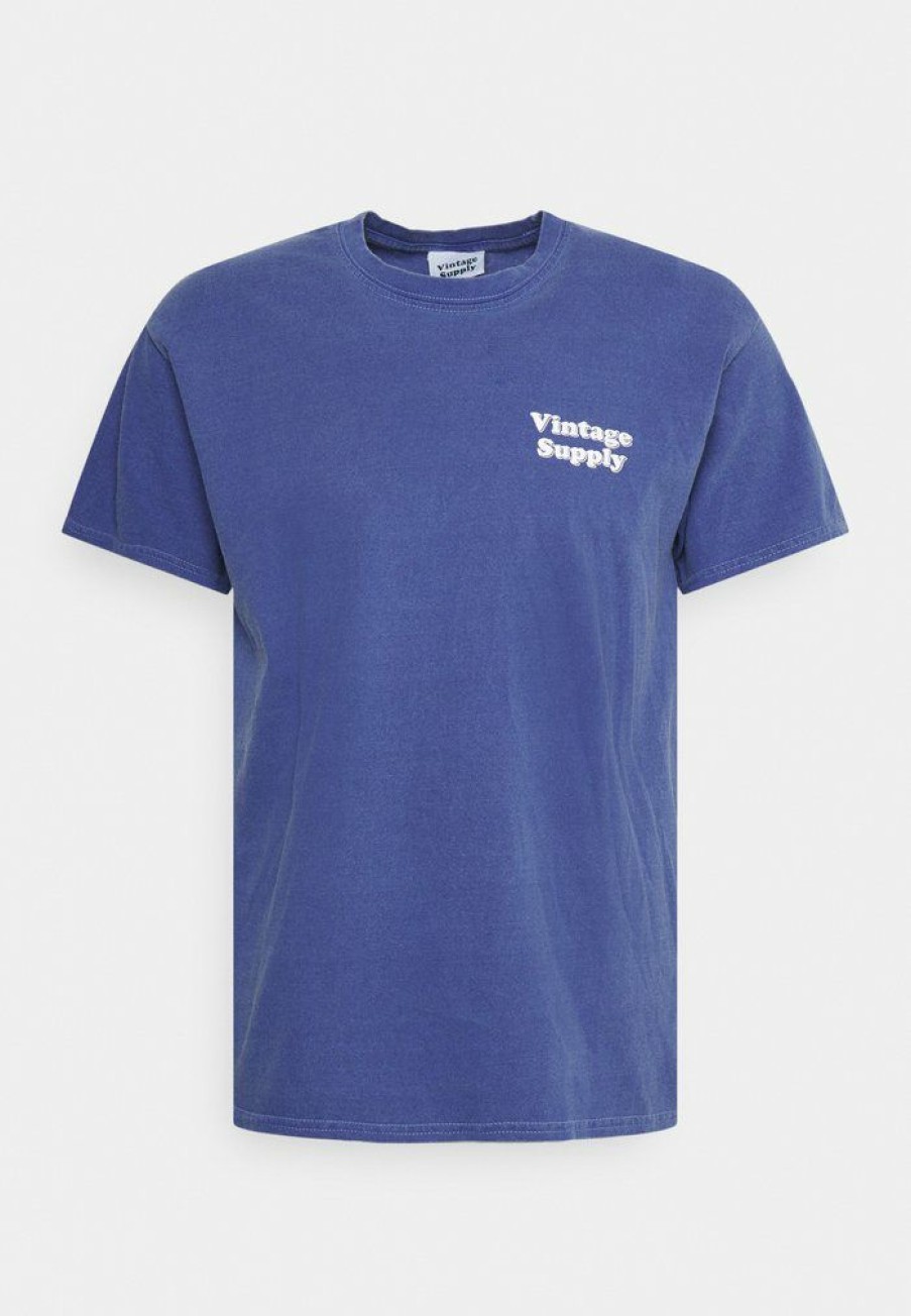 Clothing Vintage Supply | Vintage Supply Overdyed With Printed Core Logo Unisex Print T-Shirt Navy