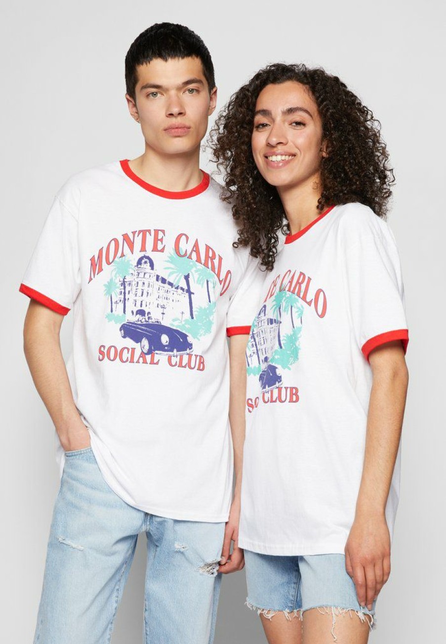 Clothing Vintage Supply | Vintage Supply Ringert With Sourvernir Monte Carlo Graphic Unisex Print T-Shirt White & Red