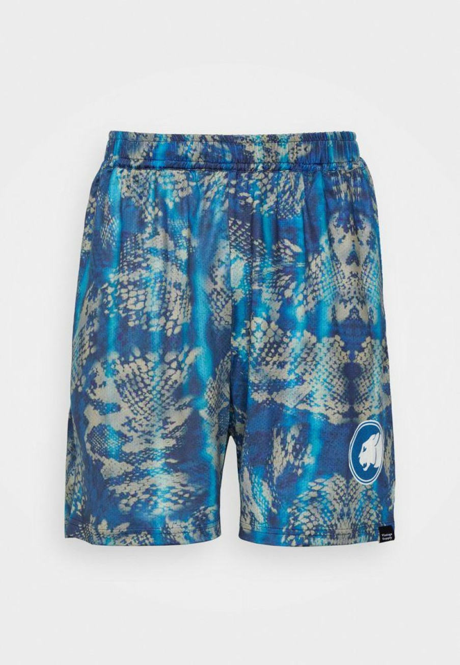 Clothing Vintage Supply | Vintage Supply Snake Print Football Shorts Blue