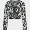 Clothing Vintage Supply | Vintage Supply Sleeve Cardigan Illusion Intarsia Cardigan Black/Off White