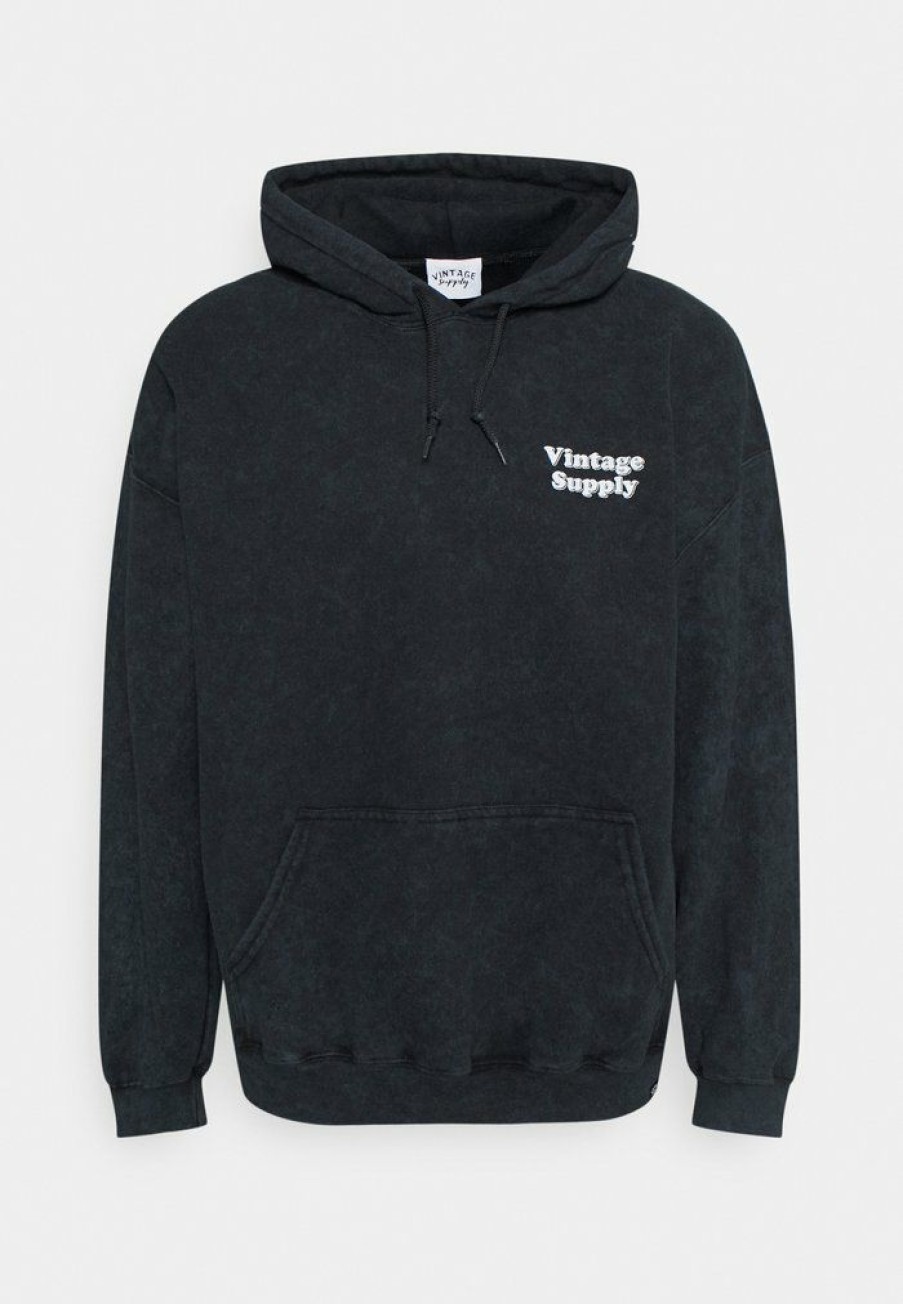 Clothing Vintage Supply | Vintage Supply Overdye Flow Hoodie Sweatshirt Black