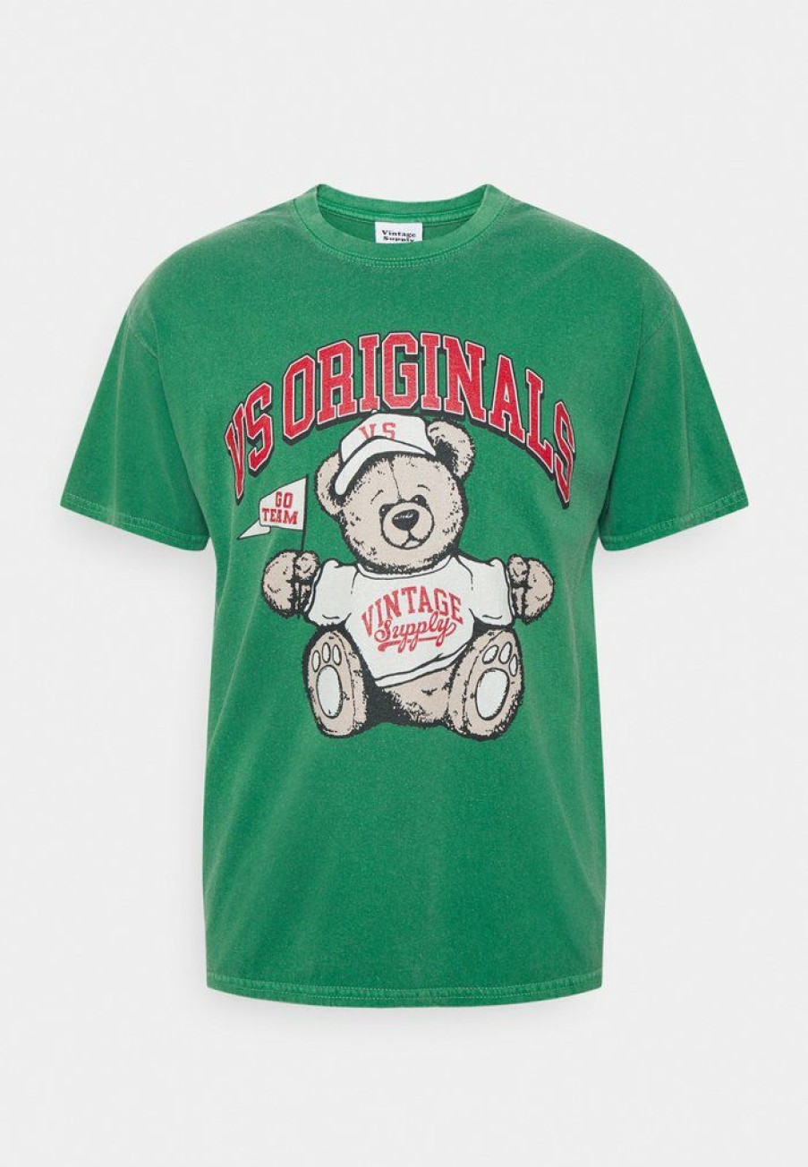 Clothing Vintage Supply | Vintage Supply Overdyed Originals Teddy Graphic Print T-Shirt Green