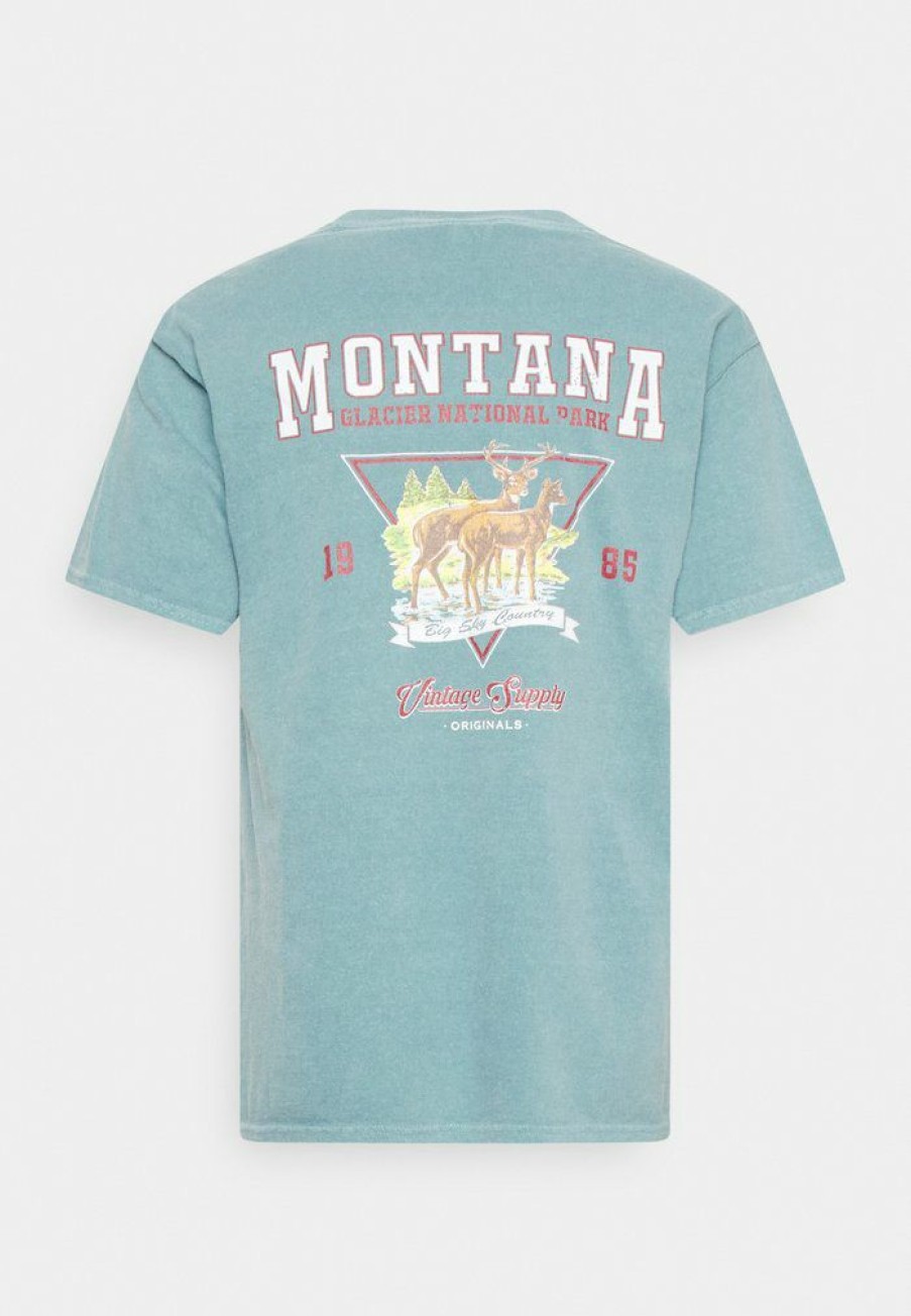 Clothing Vintage Supply | Vintage Supply Overdyed With Vintage Montana Graphic Unisex Print T-Shirt Teal