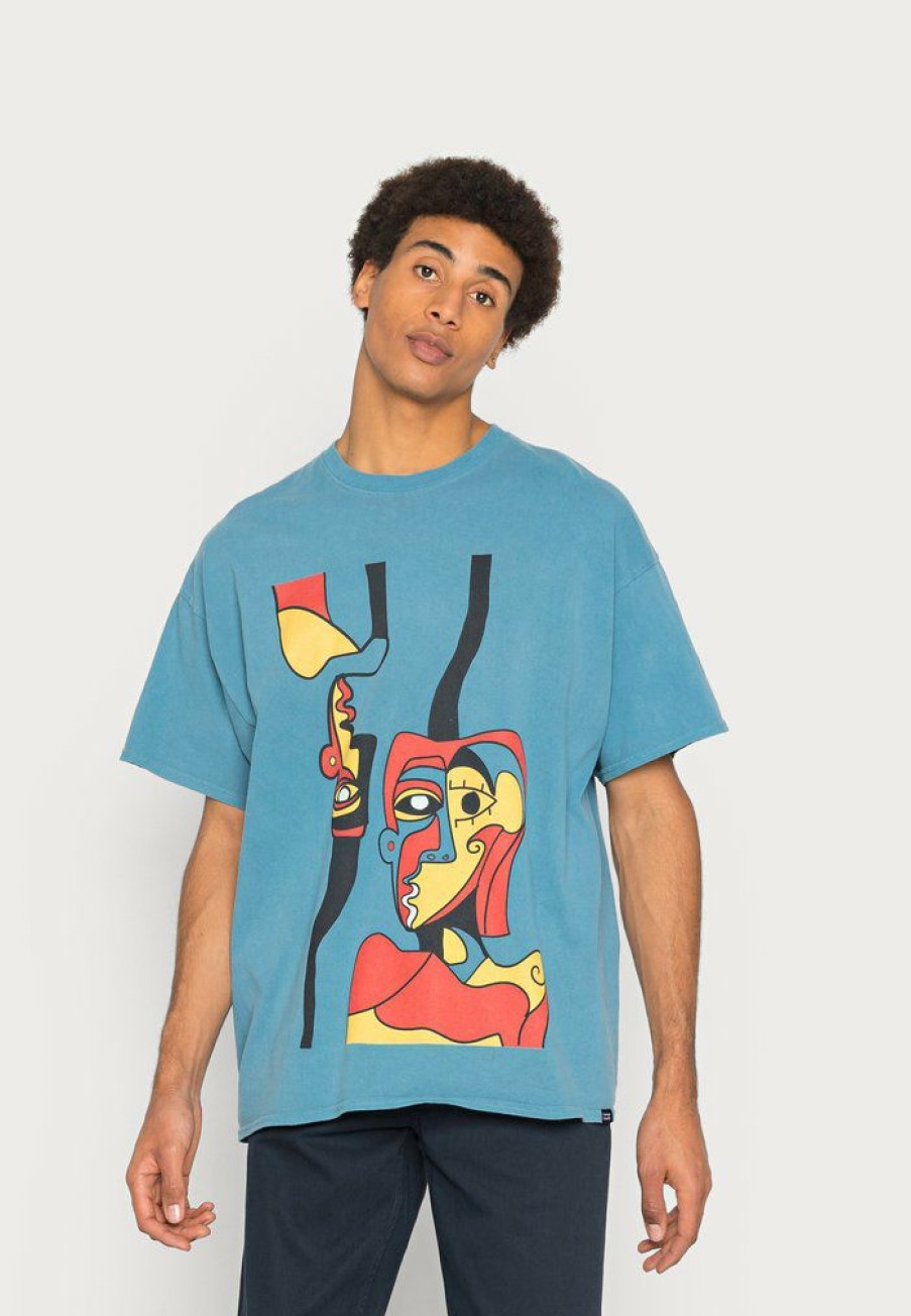 Clothing Vintage Supply | Vintage Supply Face Abstract Tee Print T-Shirt Teal