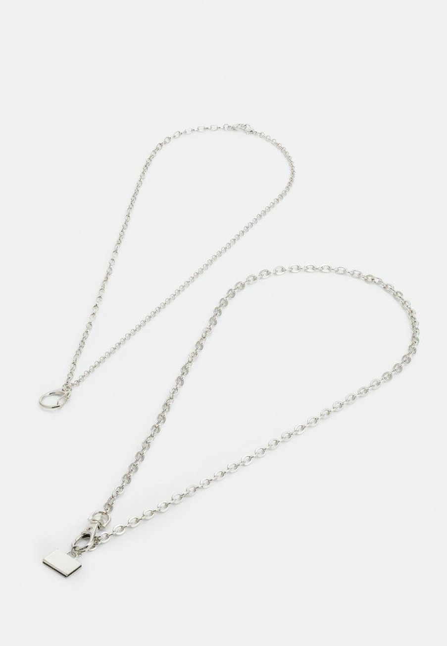 Accessoires Vintage Supply | Vintage Supply 2 Pack Unisex Necklace Silver-Coloured