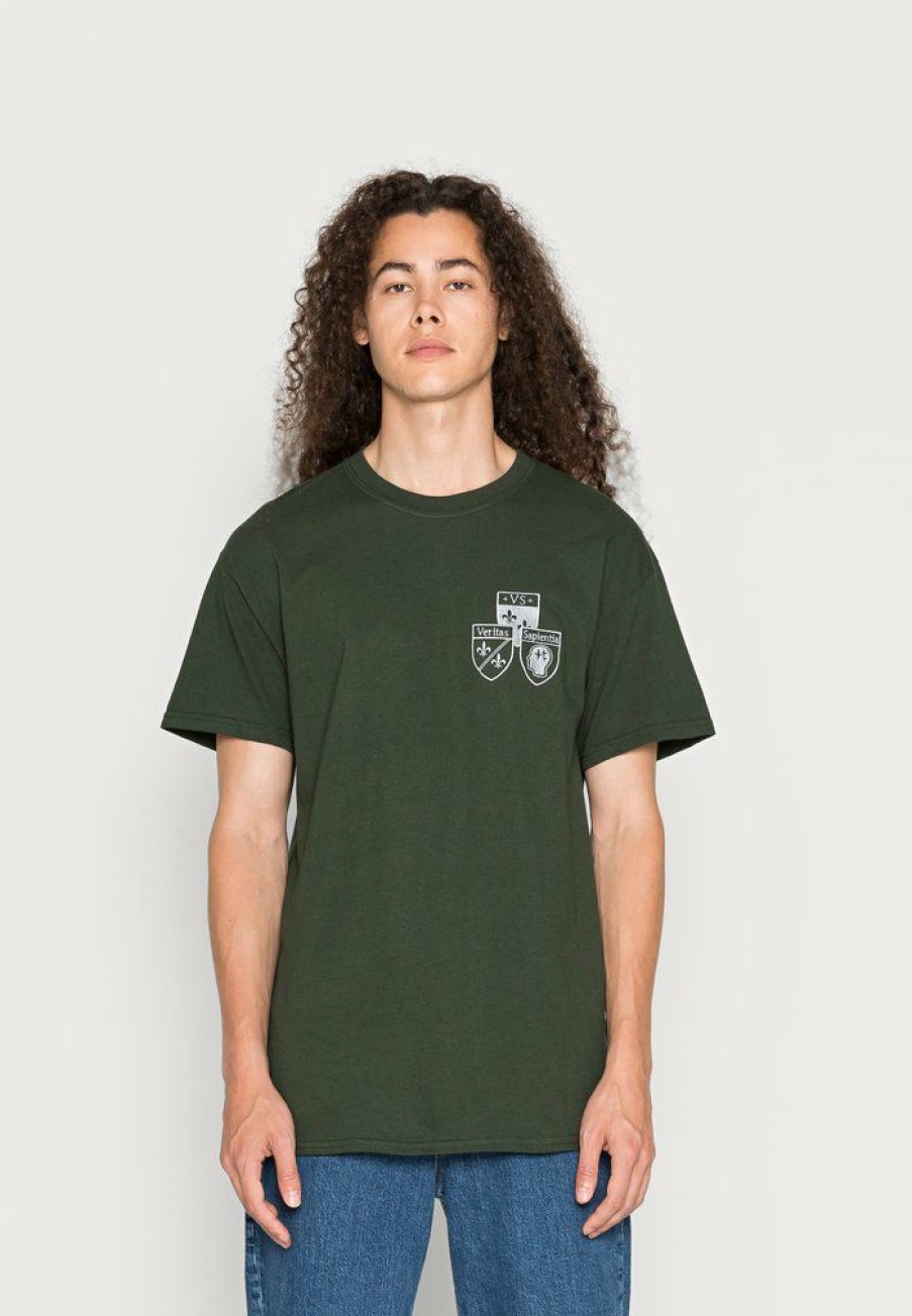 Clothing Vintage Supply | Vintage Supply Veritas Sapienta Chest Embroidery Tee Print T-Shirt Forest Green