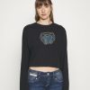 Clothing Vintage Supply | Vintage Supply Long Sleeve With Wings Long Sleeved Top Black