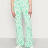 Clothing Vintage Supply | Vintage Supply Flare In Wavy Flower Intarsia Tracksuit Bottoms Green/Off White