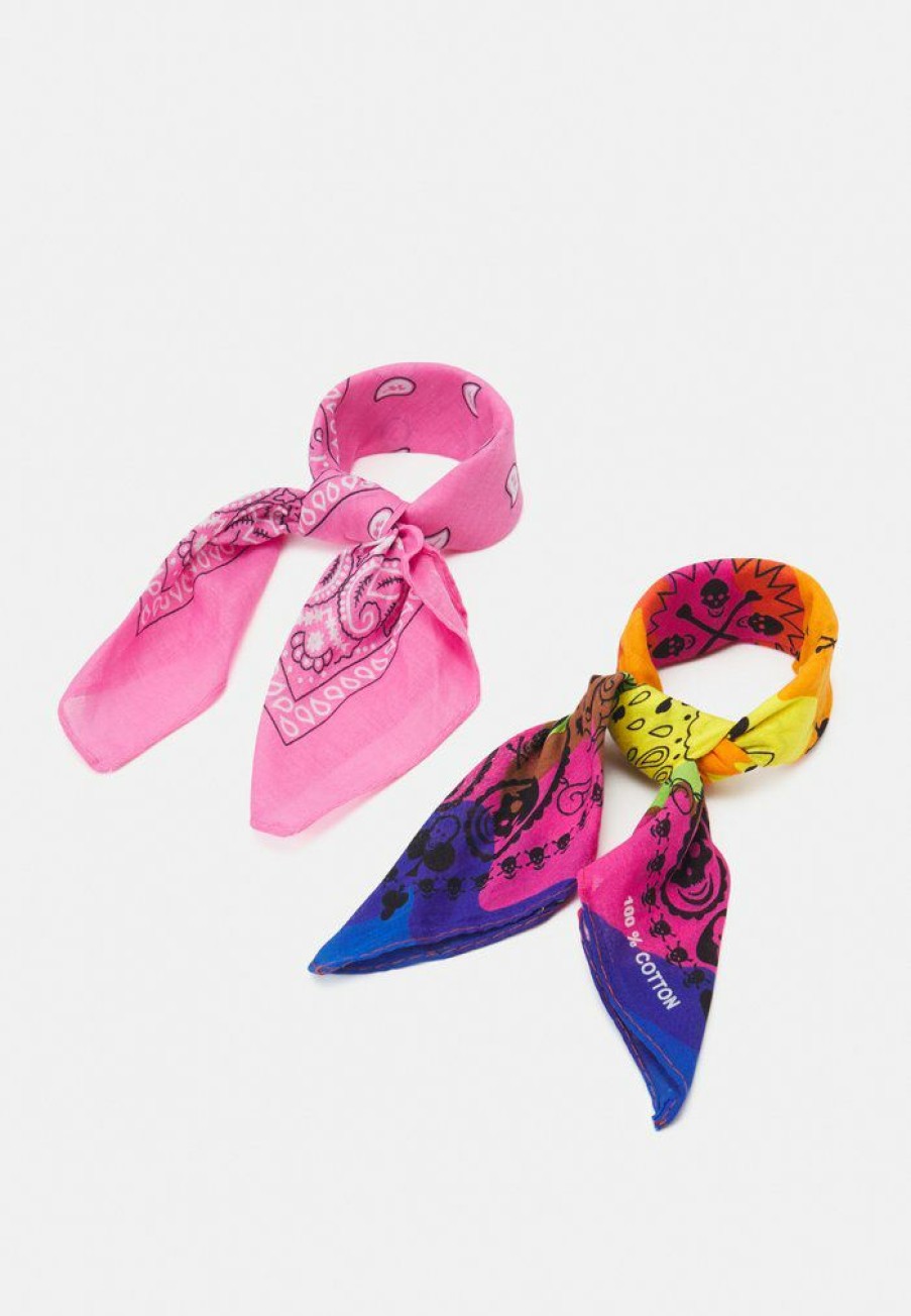 Accessoires Vintage Supply | Vintage Supply Bandana Unisex 2 Pack Foulard Pink/Multicoloured