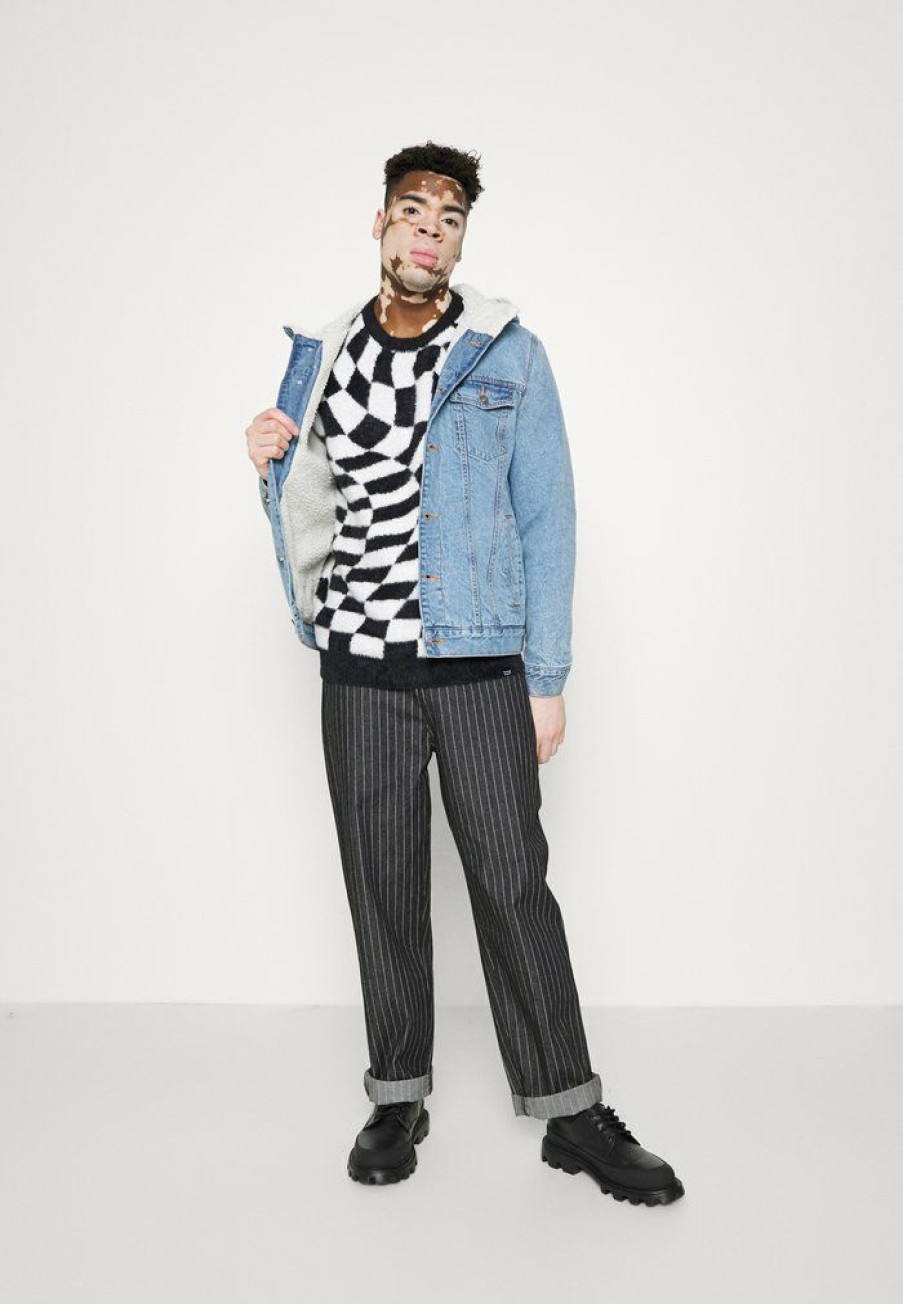 Clothing Vintage Supply | Vintage Supply Distorted Checkerboard Crew Jumper Black/White