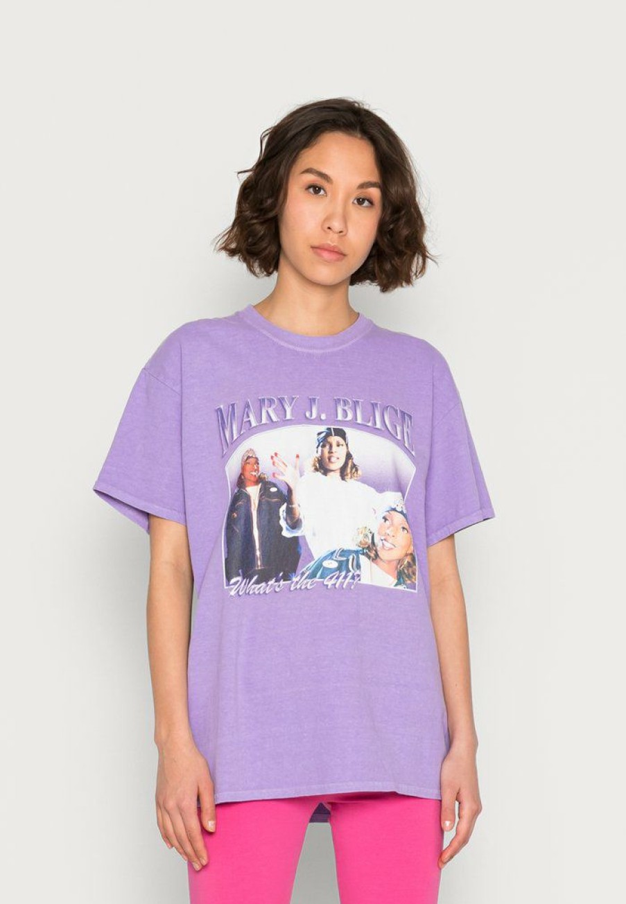 Clothing Vintage Supply | Vintage Supply Oversized With Mary Blige Print T-Shirt Overdyed Purple