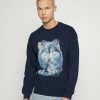 Clothing Vintage Supply | Vintage Supply Unisex With Wolf Graphic Sweatshirt Navy