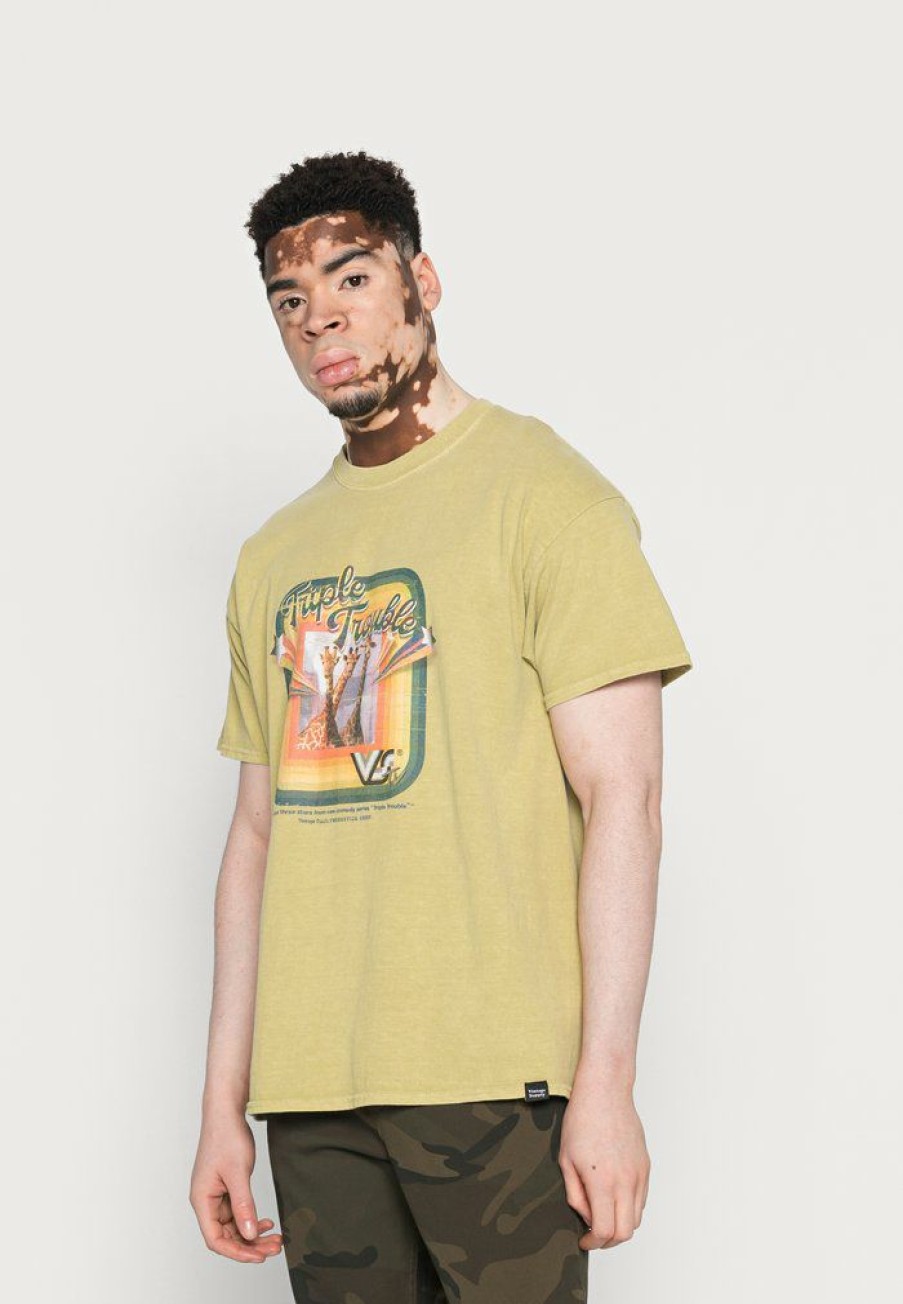 Clothing Vintage Supply | Vintage Supply Triple Trouble Front Graphic Tee Print T-Shirt Olive