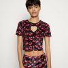 Clothing Vintage Supply | Vintage Supply Heart Cut Out Detail In Cherries Print Print T-Shirt Multi