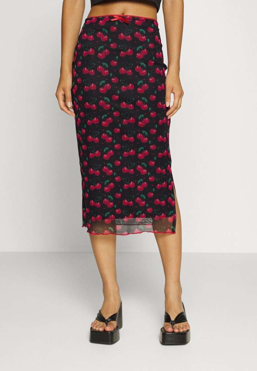 Clothing Vintage Supply | Vintage Supply Skirt In Cherries Print Maxi Skirt Multi