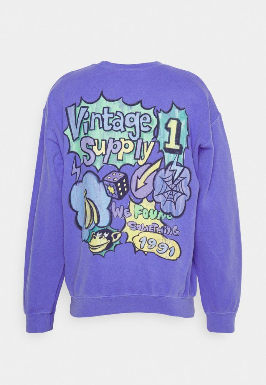 Clothing Vintage Supply | Vintage Supply Cartoon Graphic Unisex Sweatshirt Lilac